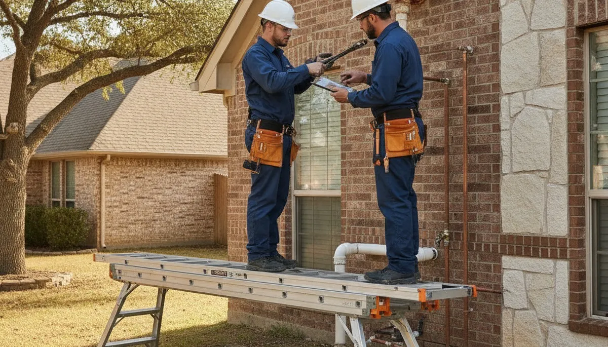 Plumber repairing a pipe in Arlington, TX for plumbing repair service
