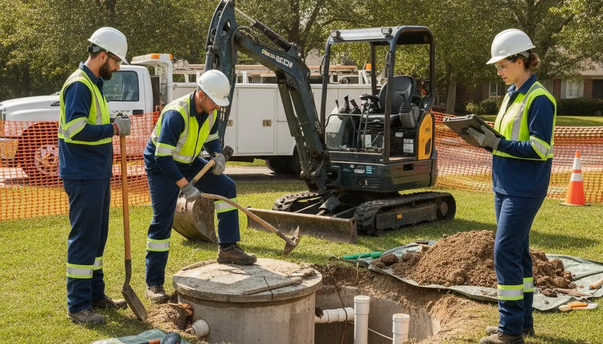 Septic repair technician serving Arlington, TX homes for plumbing system inspection and service